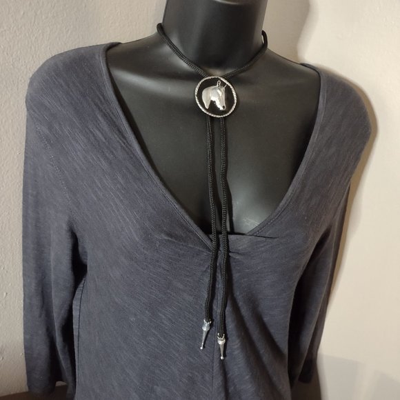 Black And Silver Tone Horse Head Bolo Tie - Picture 3 of 11
